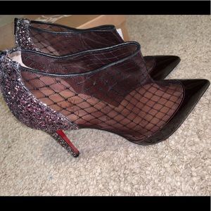 Christian Louboutin burgundy glitter heels patent